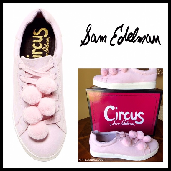 SAM EDELMAN PINK VEGAN SUEDE POM POM SNEAKERS A3C - Picture 7 of 8